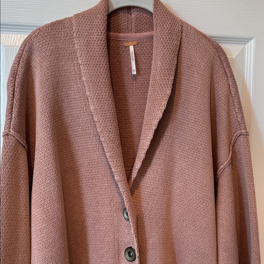 NWT Free People Dusty Mauve Button-Up Cardigan
